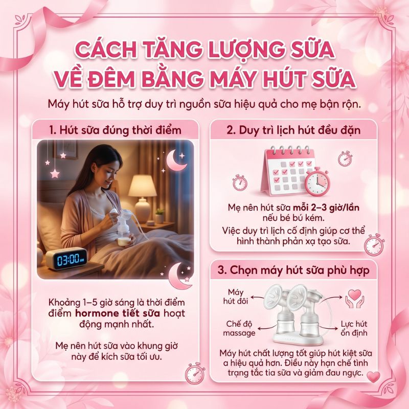 cách tăng lượng sữa về đêm bằng máy hút sữa